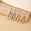 Retro Double Loop Design Drop Earrings Gold Color Geometric Round - Image 5