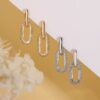 Retro Double Loop Design Drop Earrings Gold Color Geometric Round - Image 4