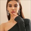 Retro Double Loop Design Drop Earrings Gold Color Geometric Round - Image 8