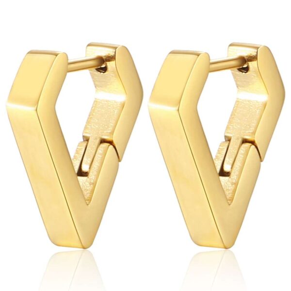 2pcs New Gold Color Square Hoop Earrings Women Men Stainless - Image 8